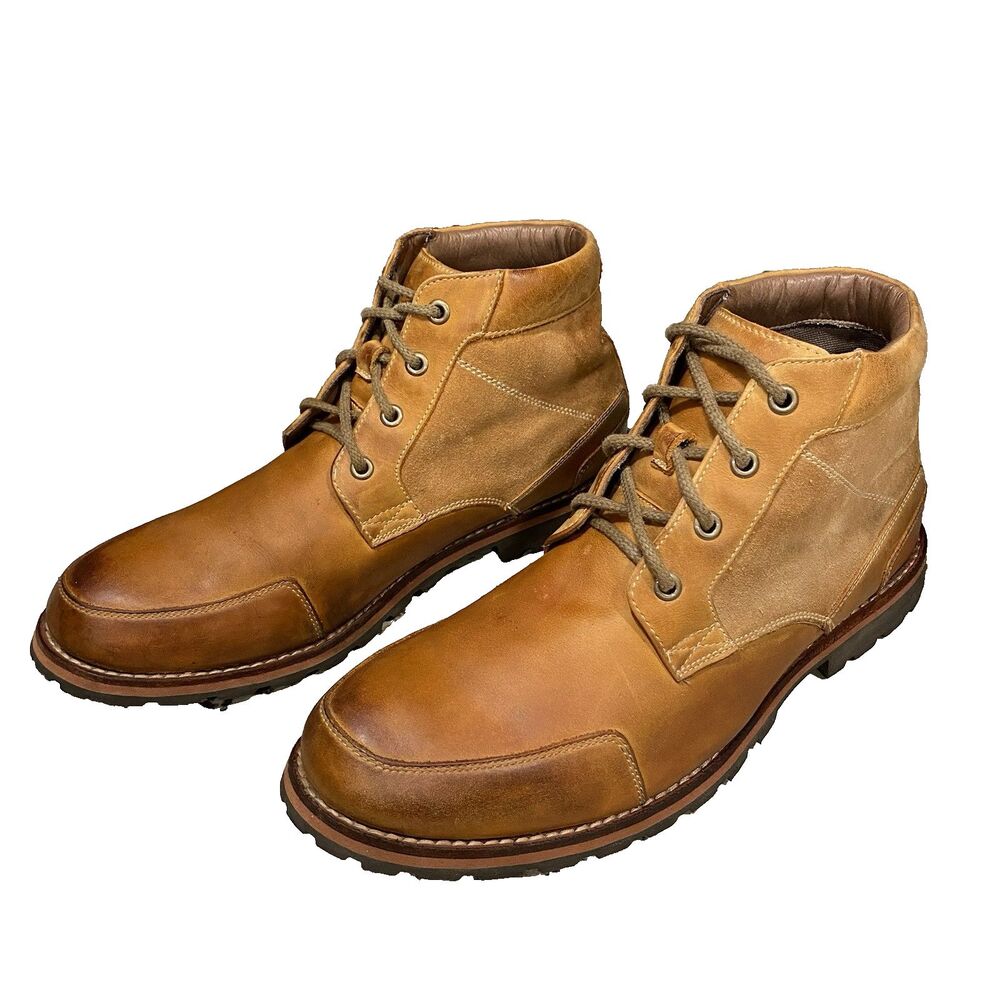 Florsheim Chukka Boots Mens 12 M Brown Leather Moc Toe Lug Sole Lace Up Ankle